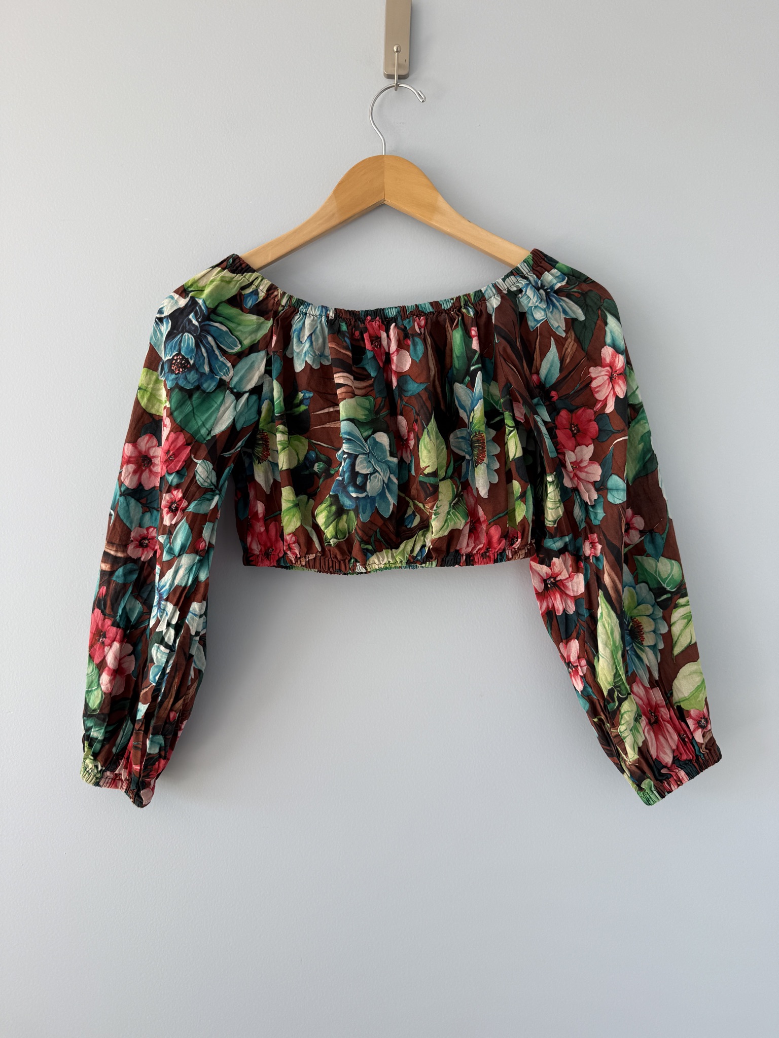 Scanlan Theodore Cocoa Floral Off Shoulder Top - size 6 thumbnail 3