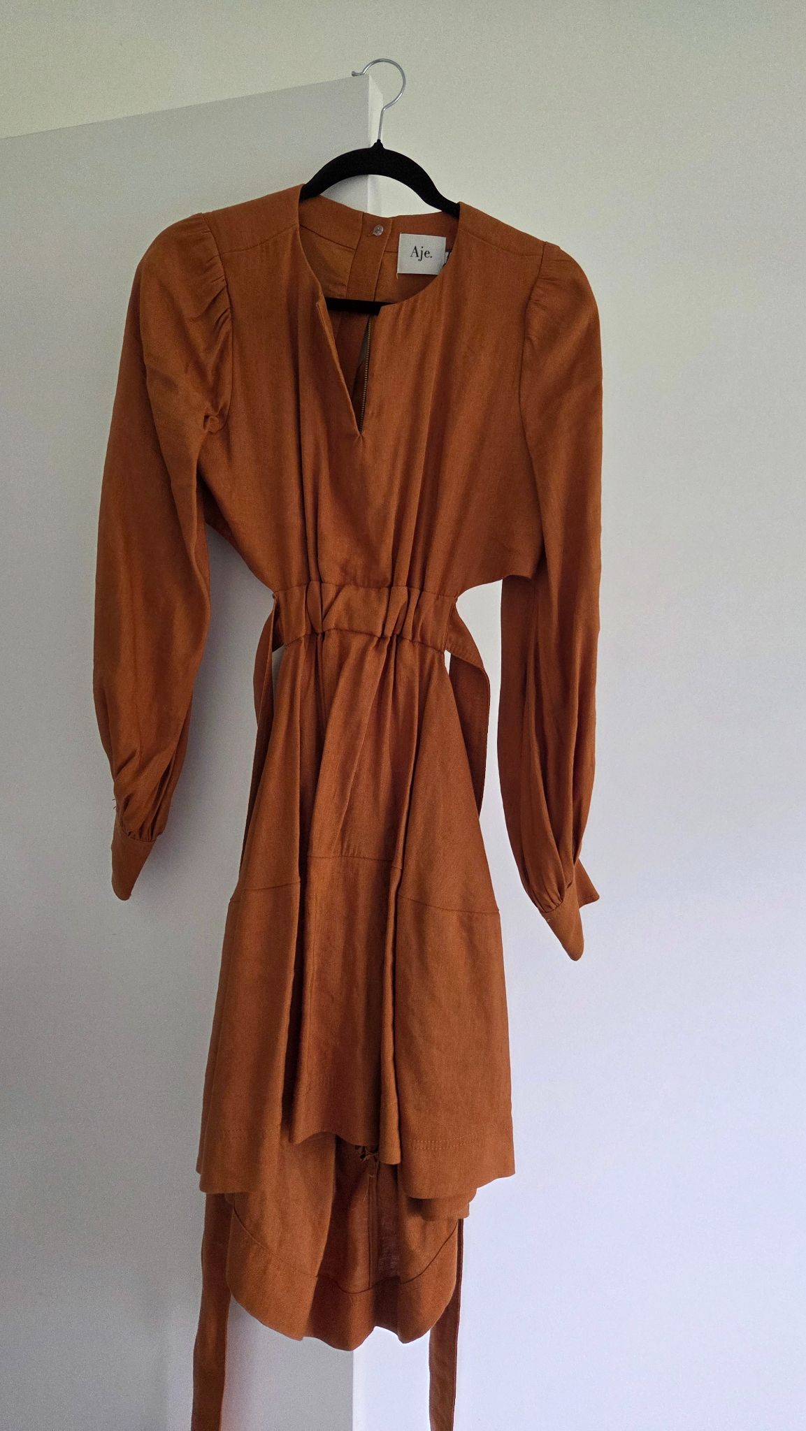 Aje Rust Cutout Long Sleeve Mini Dress (Size 8)