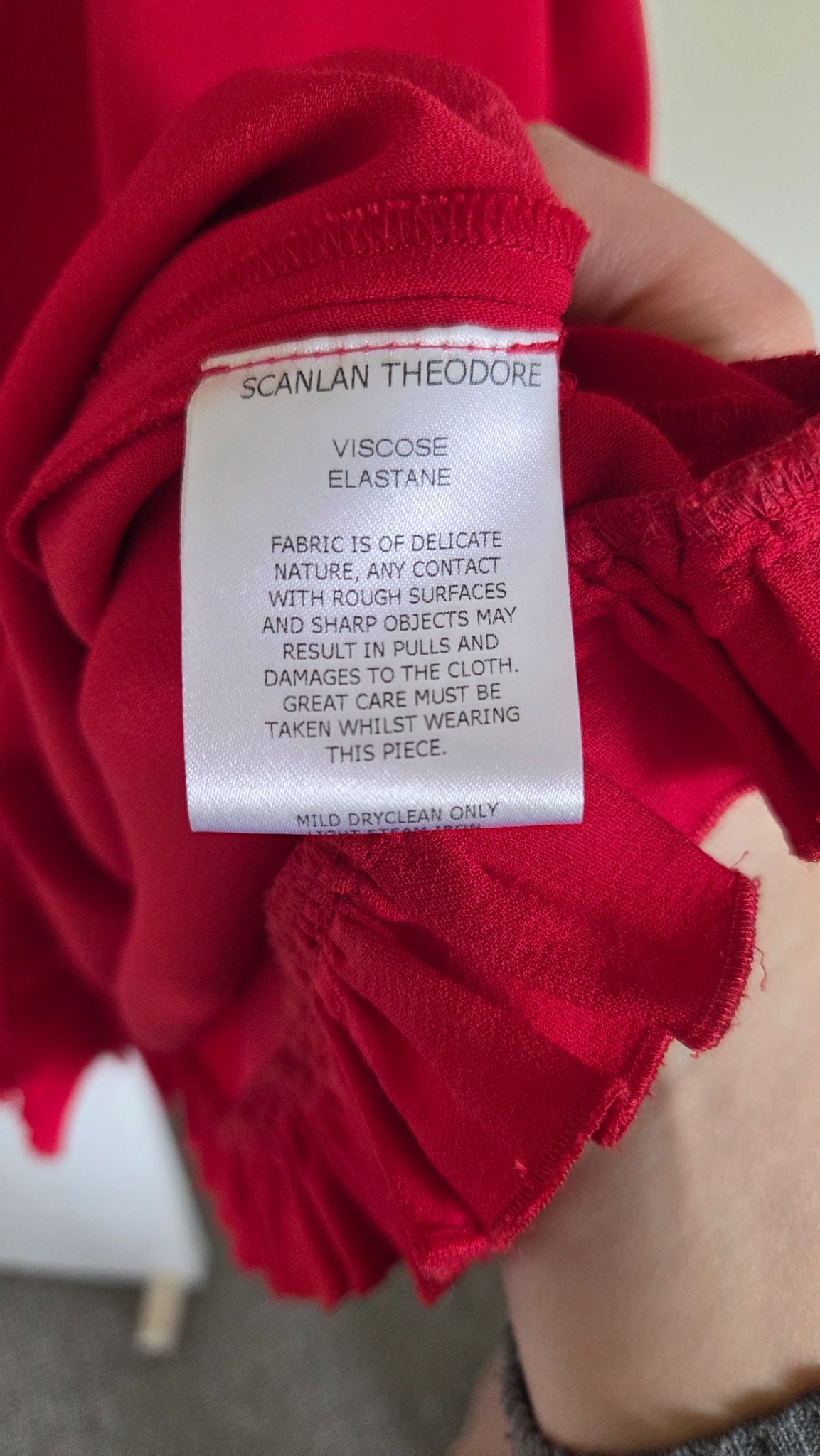 Scanlan Theodore Red Ruffle Midi Dress - size S thumbnail 3