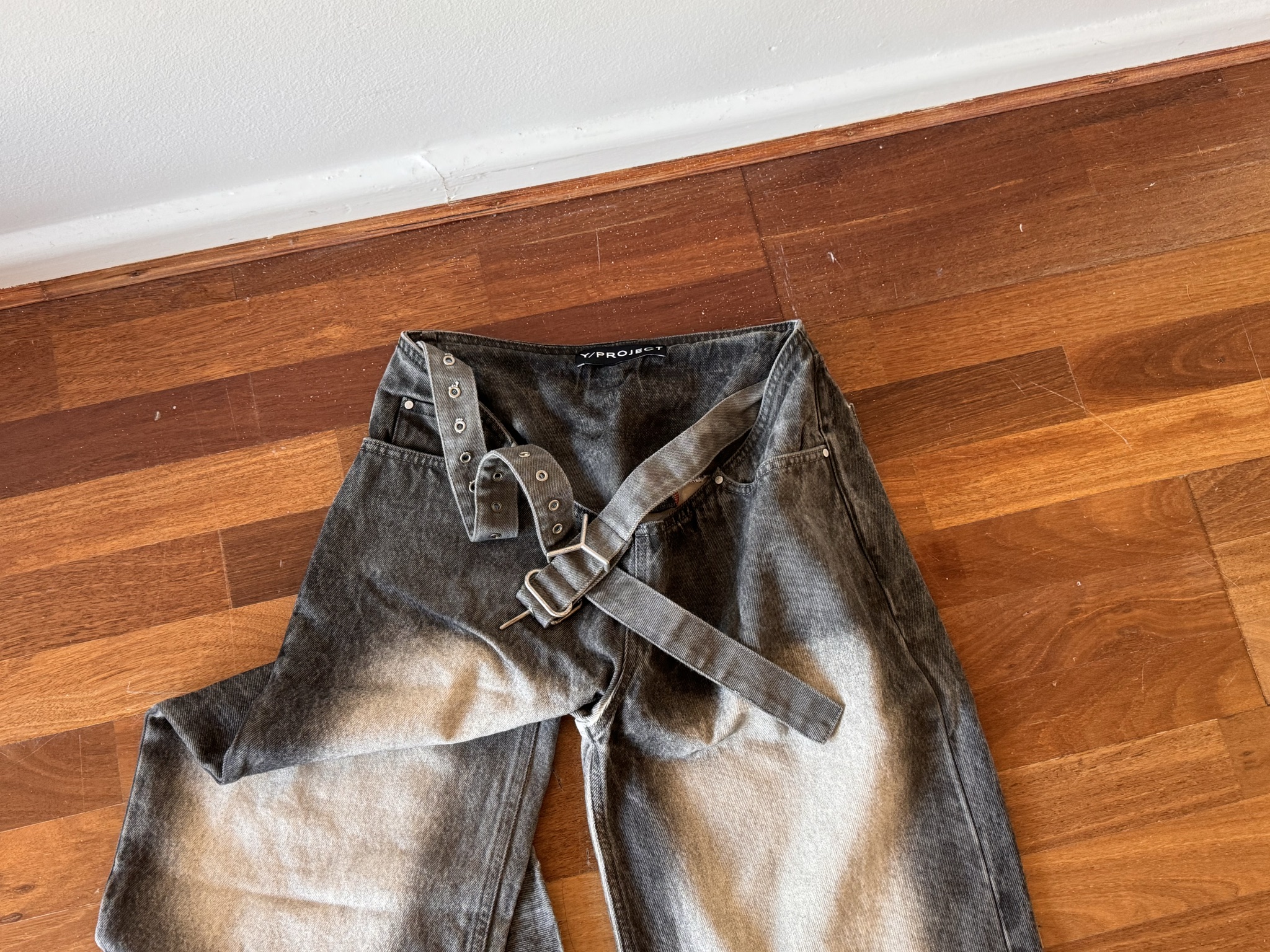 Y / Project Belted Sun-Faded Jeans (Size 28)