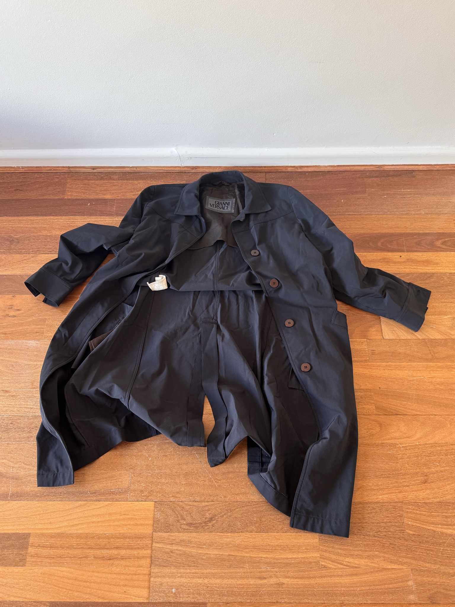 Gianni Versace Black Trench Coat (Size S) thumbnail 2