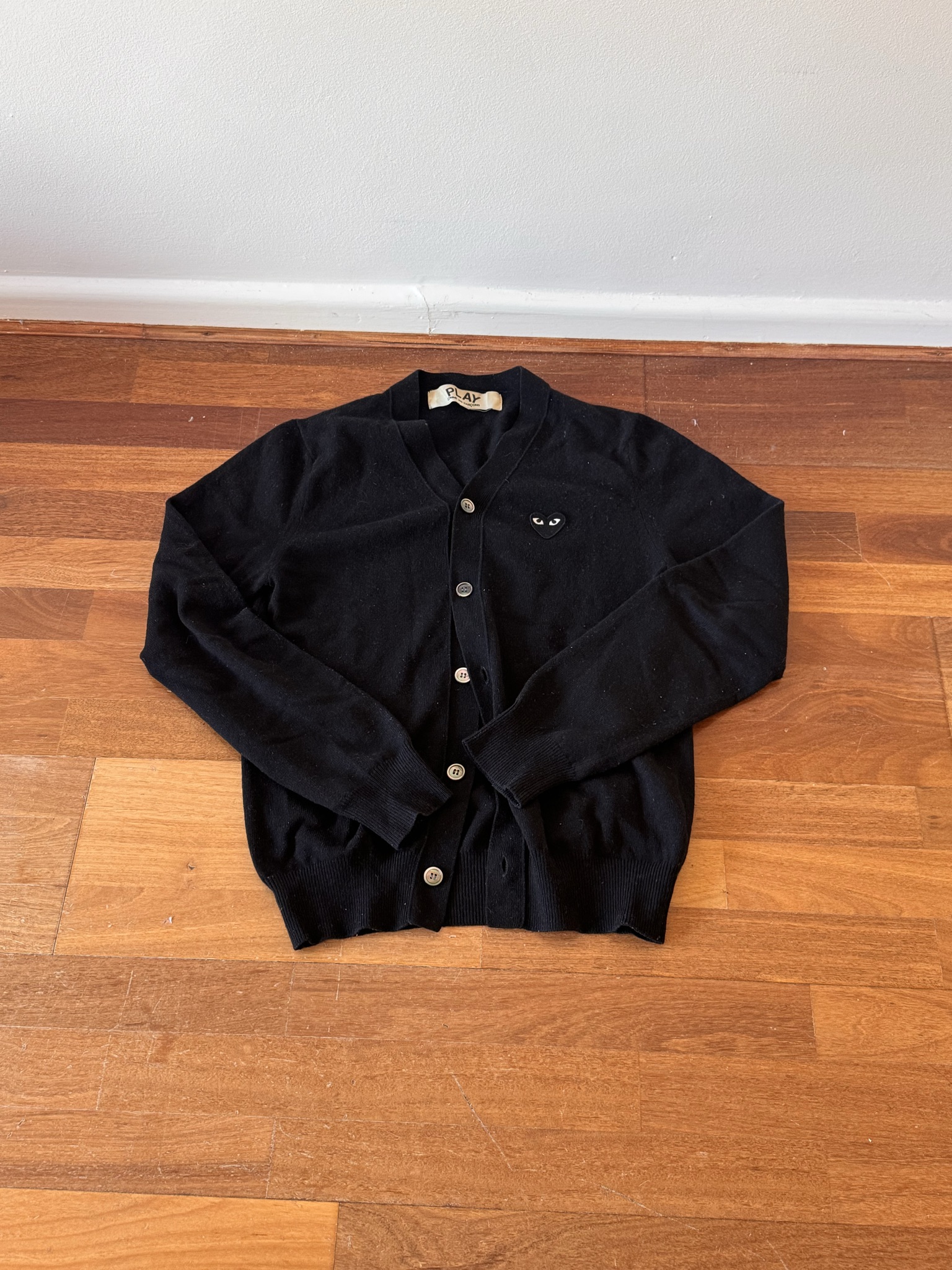 Comme des Garcons PLAY Black Cardigan (Size S)