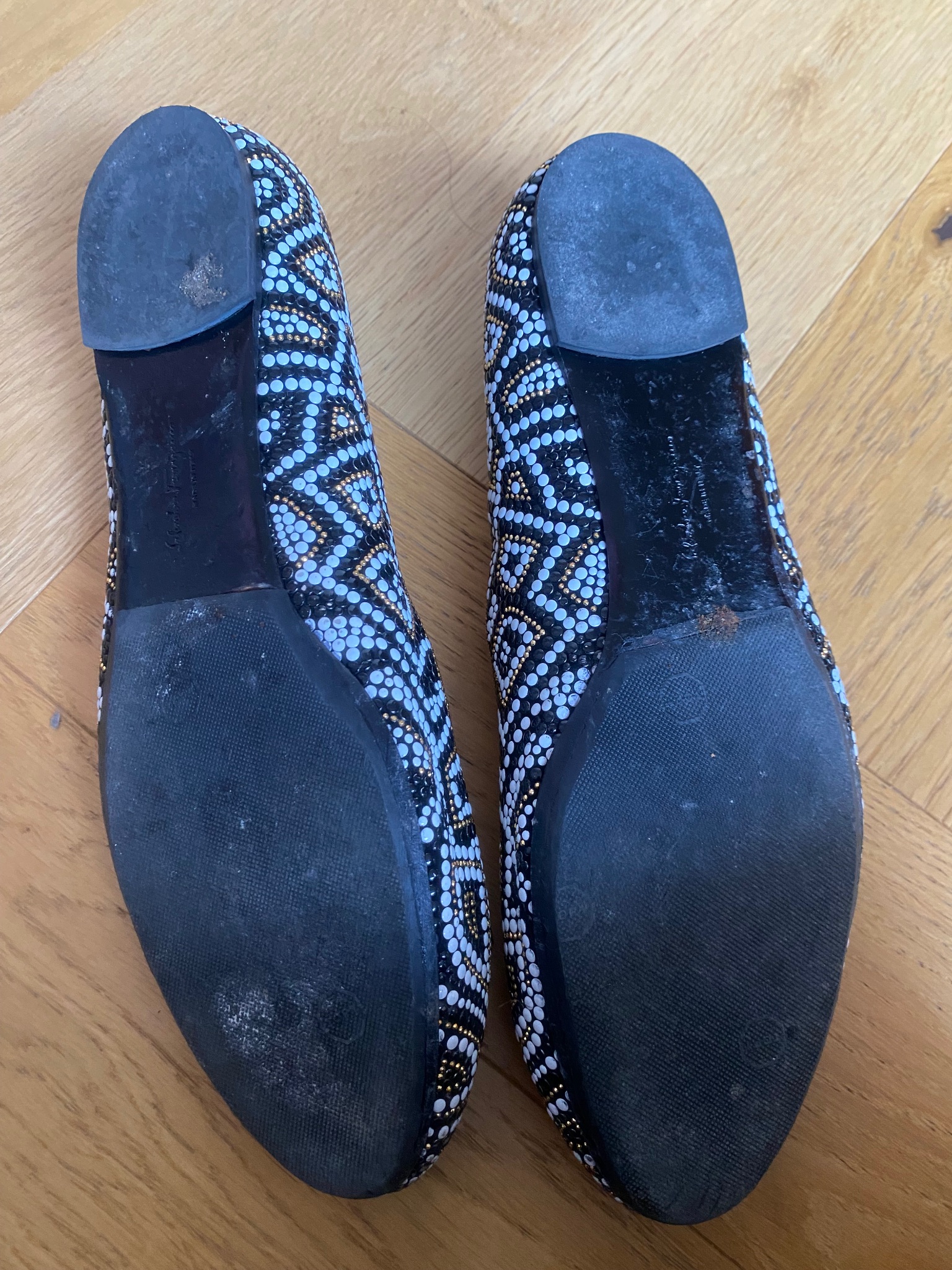 Salvatore Ferragamo Black Beaded Ballet Flats Size AU 9 thumbnail 3