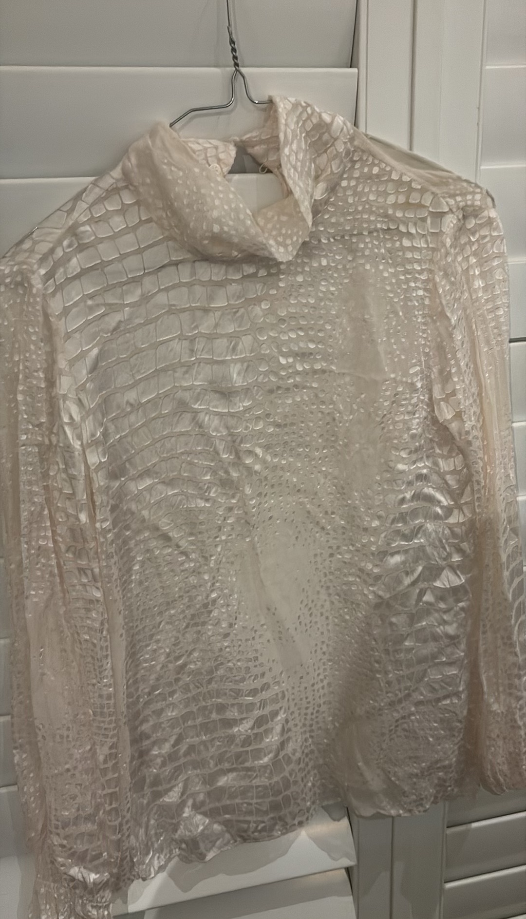 Reiss Cream Silk Shirt (Size S)