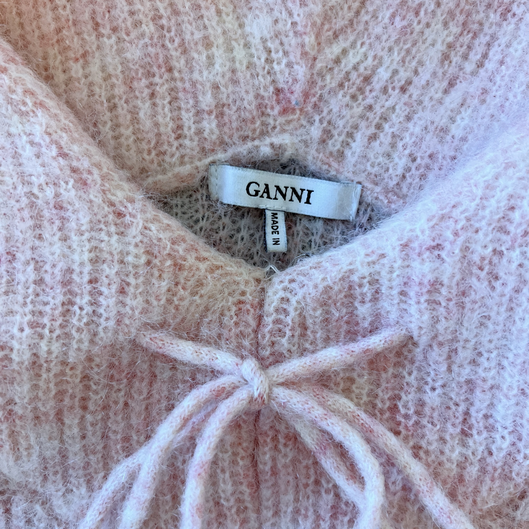 GANNI Pink Ribbed Wool Blend Knit Hoodie thumbnail 4