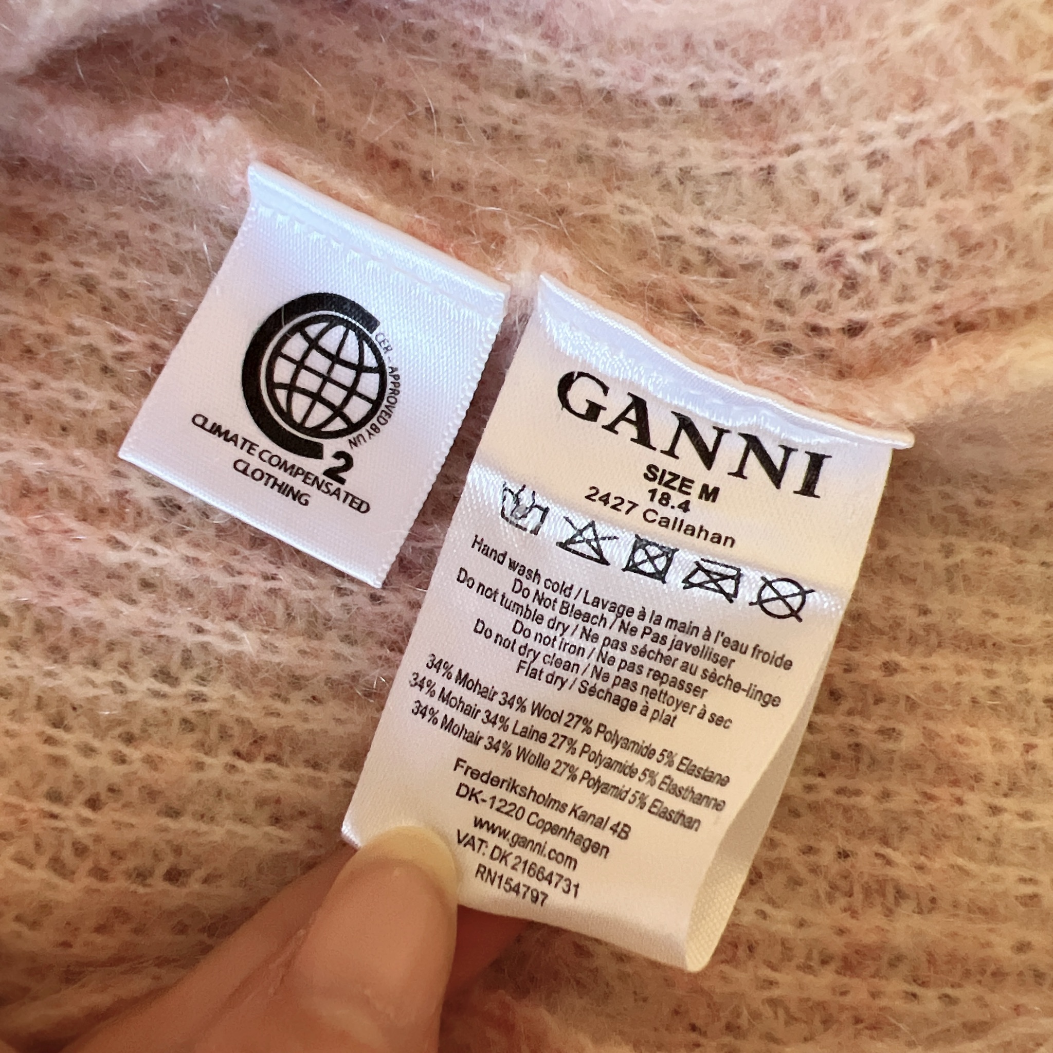 GANNI Pink Ribbed Wool Blend Knit Hoodie thumbnail 5