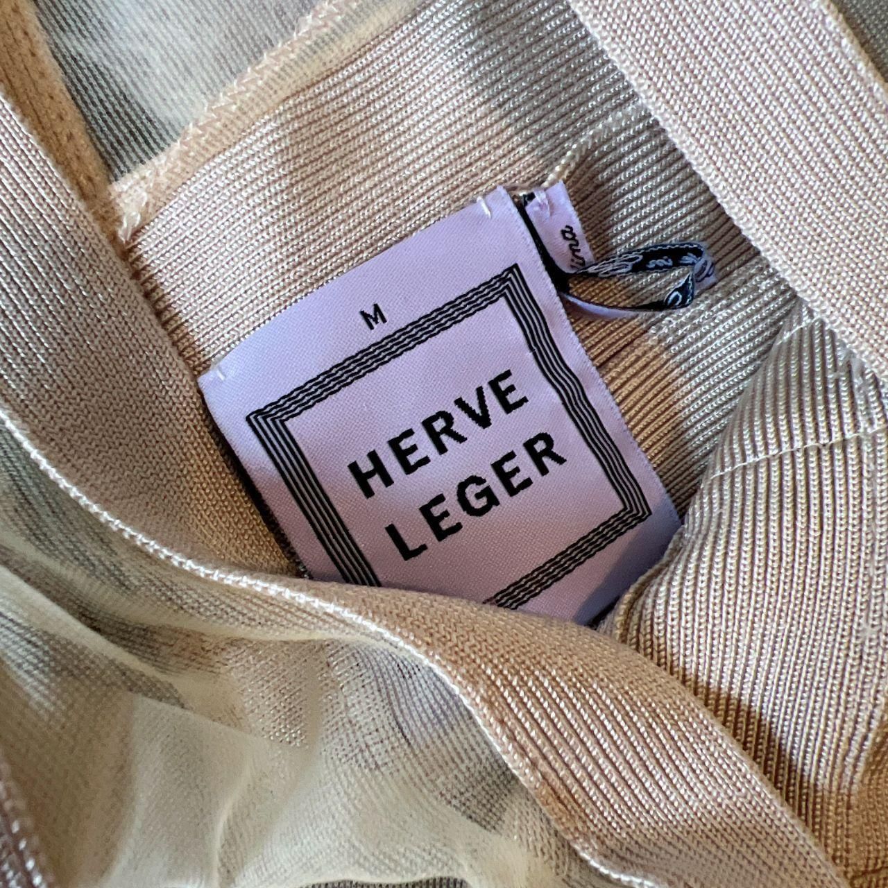 Herve Leger Beige Bandage Mini Dress (Size M) thumbnail 3