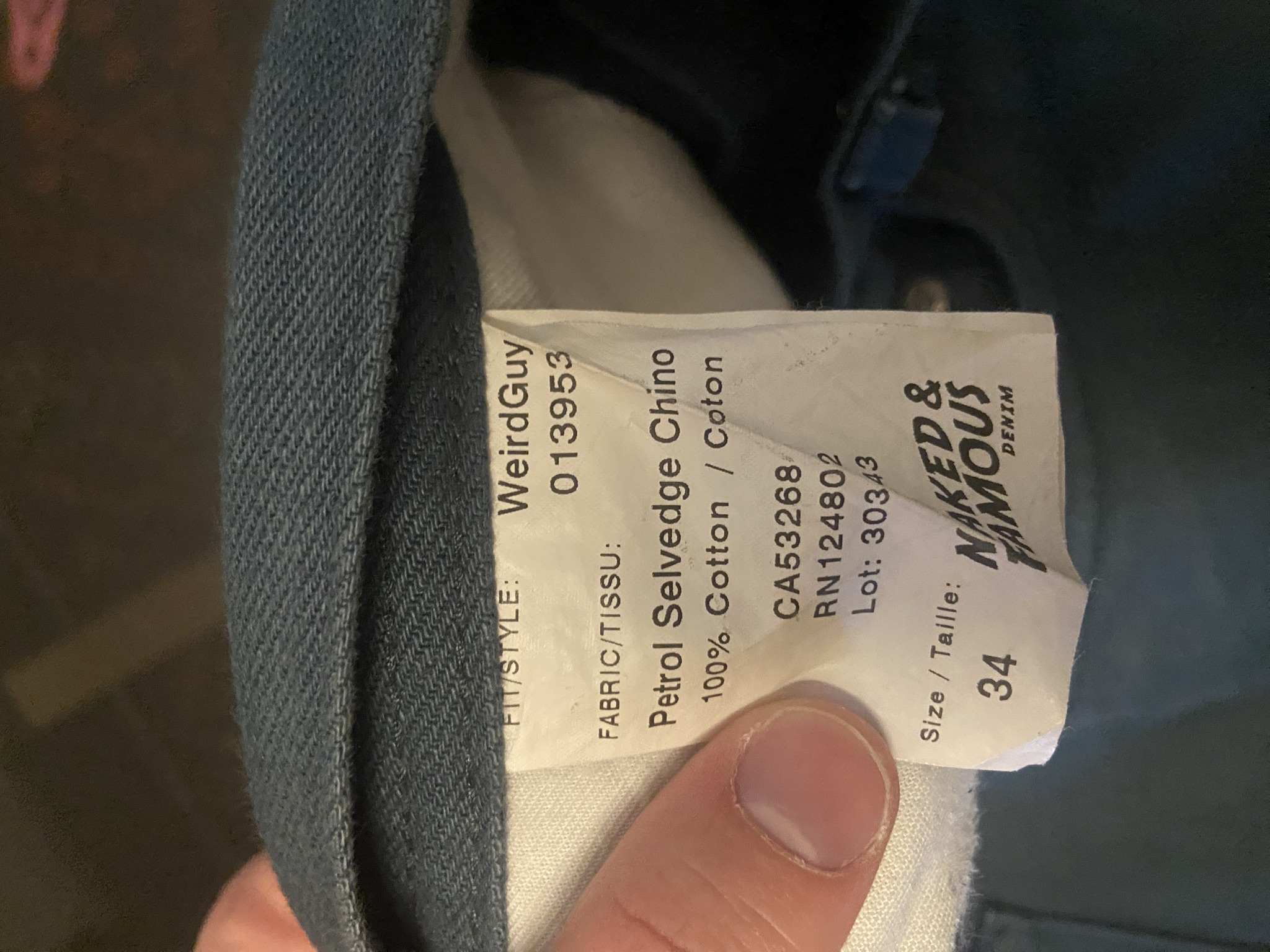 Naked & Famous Petrol Selvedge Chinos thumbnail 2