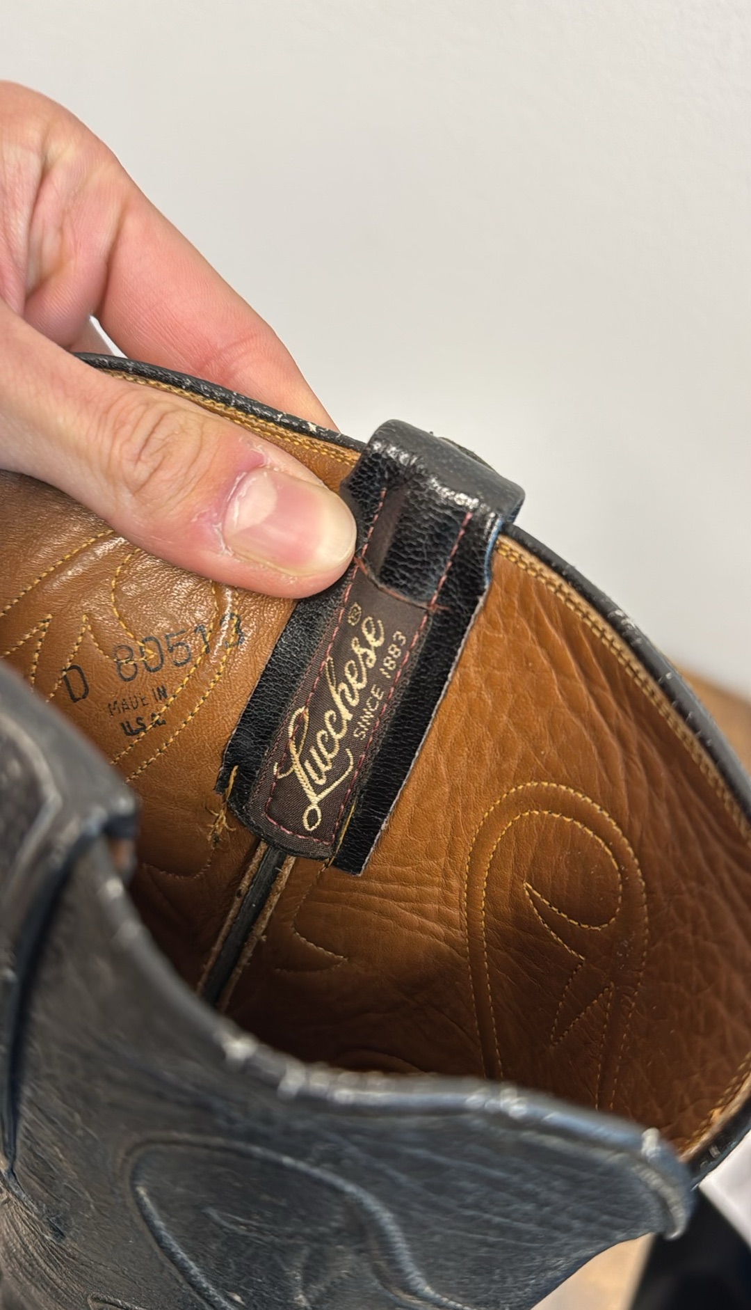 Lucchese Black Vintage Leather Cowboy Boots (Size US 10.5) thumbnail 2