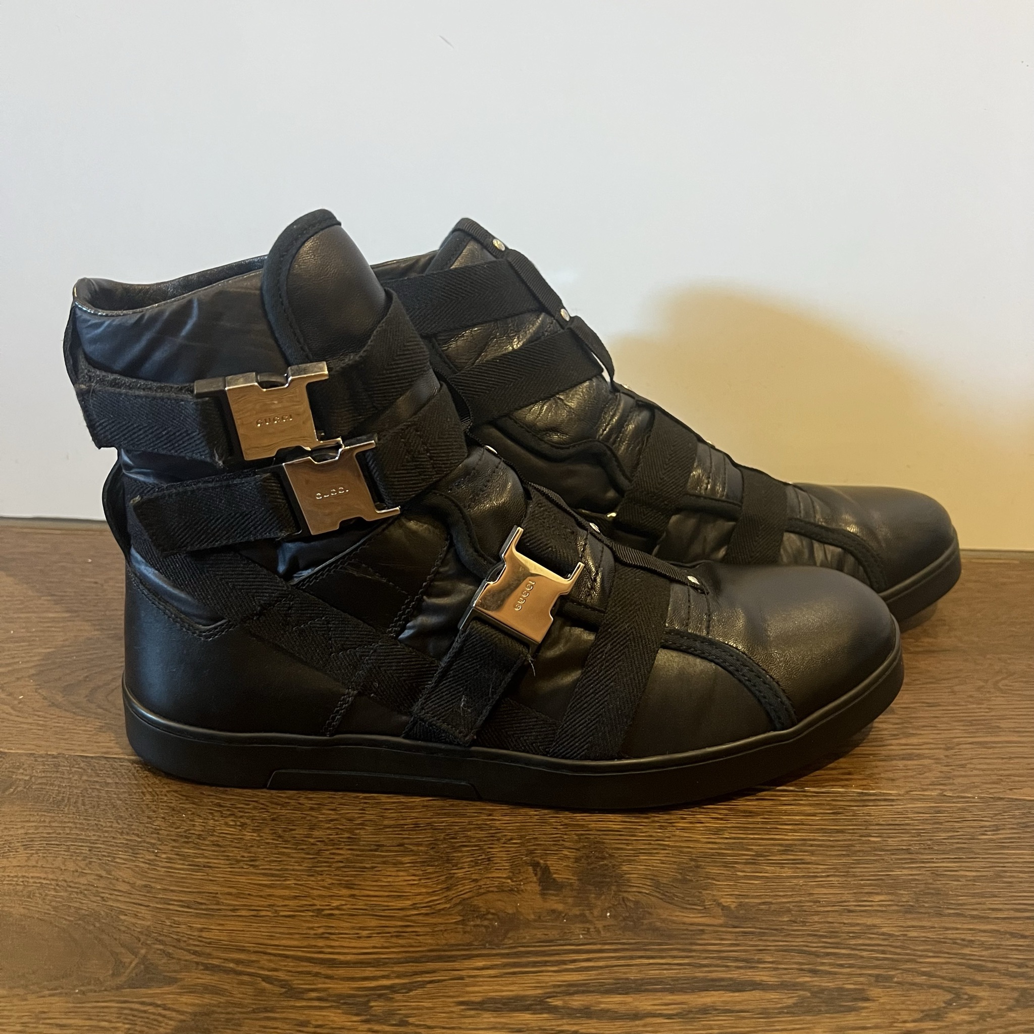 Gucci Black High Top Buckle Sneakers (Size UK 6) thumbnail 5